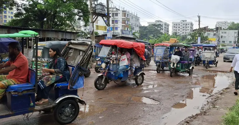 নোয়াখালীতে সদ্য সংস্কার করা রাস্তার বেহাল দশা